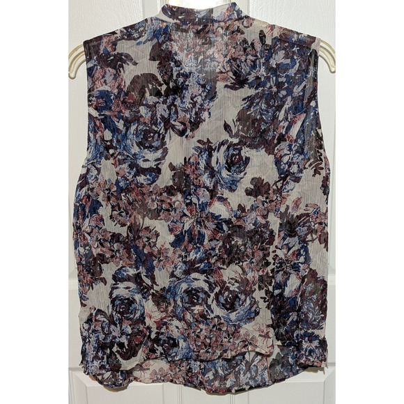 Tahari ASL Sheer Lightweight Ruffled Top Sleeveless Floral Blouse Plus Size 2X - Picture 7 of 11